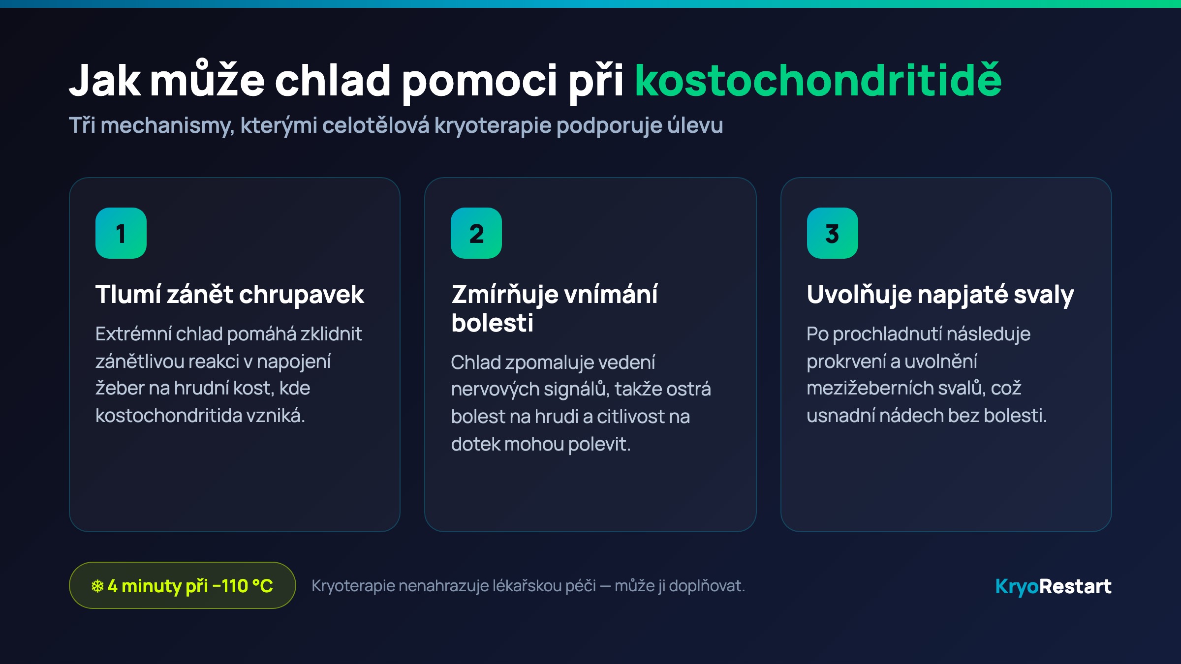 Jak může chlad pomoci při kostochondritidě – tři mechanismy celotělové kryoterapie