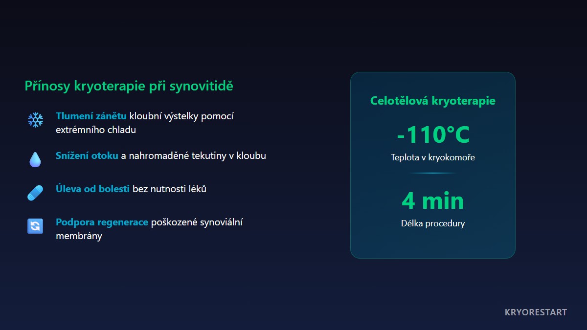 Přínosy kryoterapie při synovitidě: tlumení zánětu, snížení otoku, úleva od bolesti